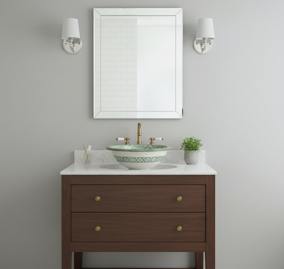 Moroccan Sink Washbasin Wash Basin Ceramic Handmade Green Free Waste (SW55)