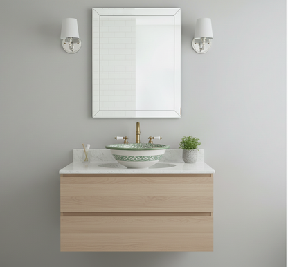 Moroccan Sink Washbasin Wash Basin Ceramic Handmade Green Free Waste (SW55)