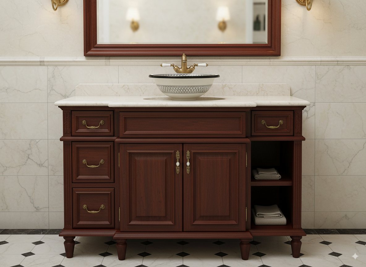 Moroccan Sink Washbasin Wash Basin Ceramic Handmade Black with Free Waste (SW57)