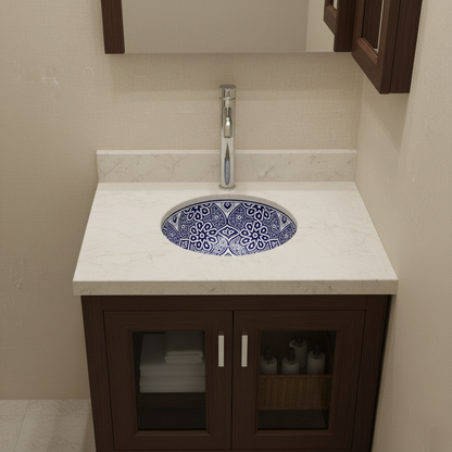 Moroccan Sink Washbasin Wash Basin Ceramic Handmade Blue Free Waste (SW108)