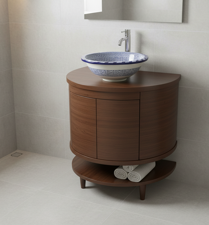 Moroccan Sink Washbasin Wash Basin Ceramic Handmade Blue with Free Waste (SW52)