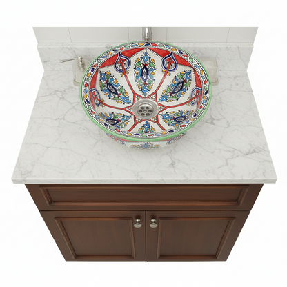 Moroccan Sink Washbasin Wash Basin Ceramic Handmade Multicolour Free Waste SW138