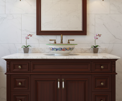 Moroccan Sink Washbasin Wash Basin Ceramic Handmade Multicolour Free Waste SW138