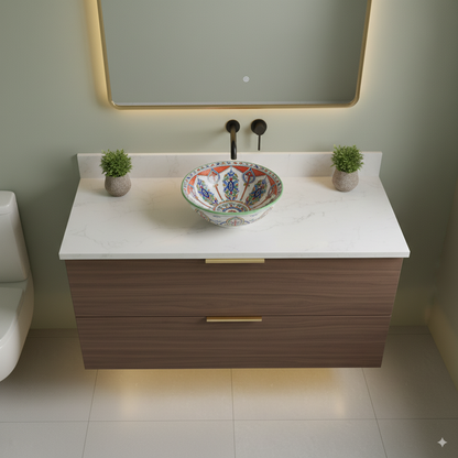 Moroccan Sink Washbasin Wash Basin Ceramic Handmade Multicolour Free Waste SW138