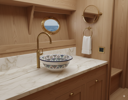 Moroccan Sink Washbasin Wash Basin Ceramic Handmade Multicolour Free Waste SW51