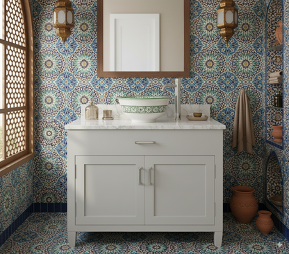 Moroccan Sink Washbasin Wash Basin Ceramic Handmade Green Free Waste (SW58)