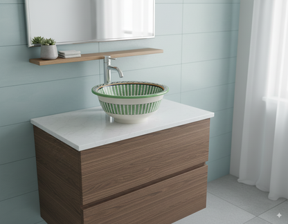 Moroccan Sink Washbasin Wash Basin Ceramic Handmade Green Free Waste (SW53)