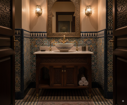 Moroccan Sink Washbasin Wash Basin Ceramic Handmade Multicolour Free Waste SW128