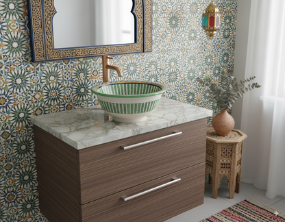 Moroccan Sink Washbasin Wash Basin Ceramic Handmade Green Free Waste (SW53)