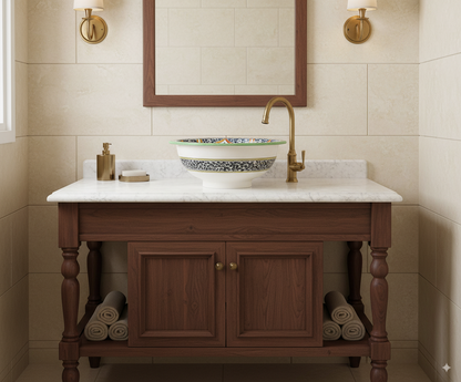 Moroccan Sink Washbasin Wash Basin Ceramic Handmade Multicolour Free Waste SW128