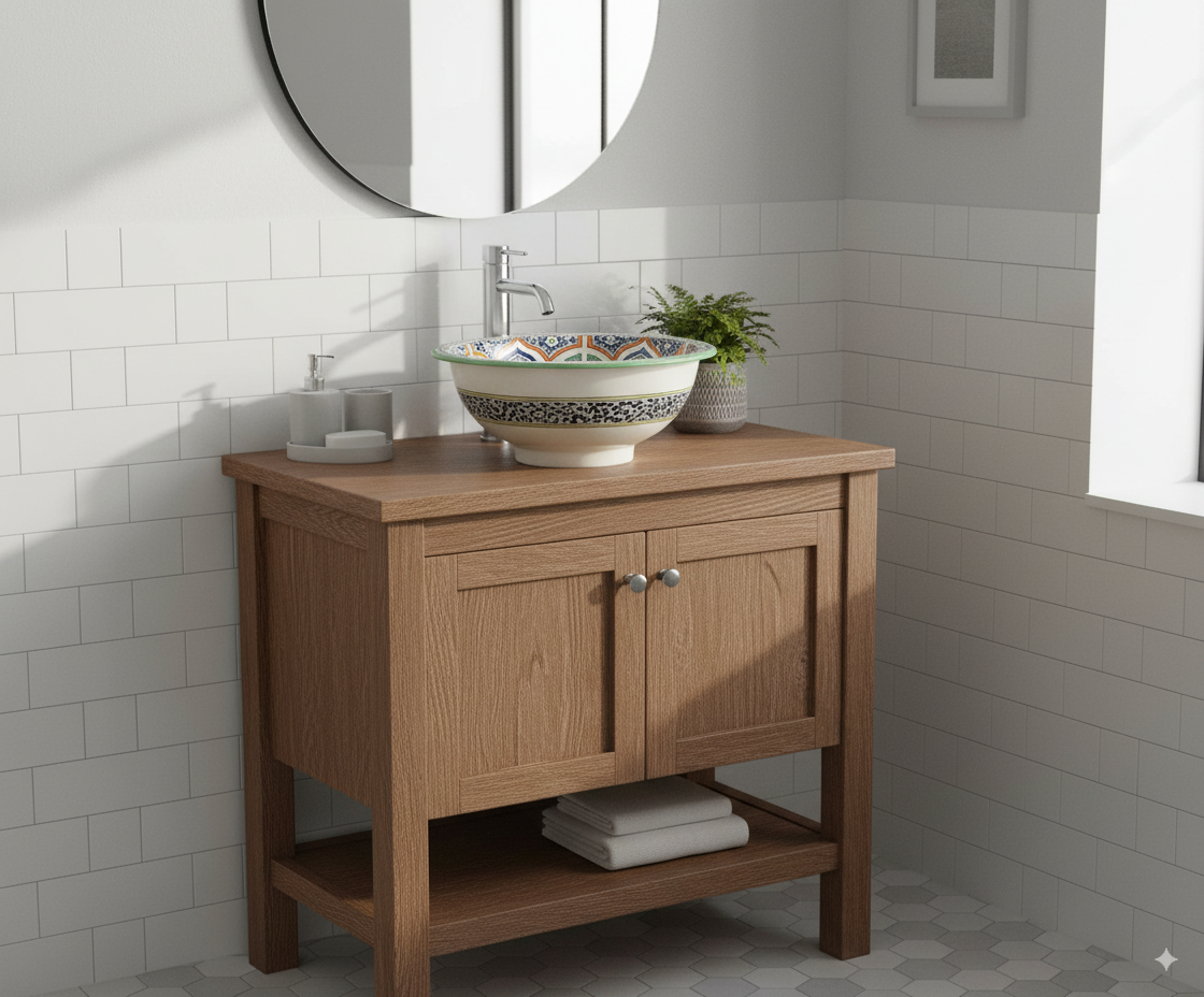 Moroccan Sink Washbasin Wash Basin Ceramic Handmade Multicolour Free Waste SW128