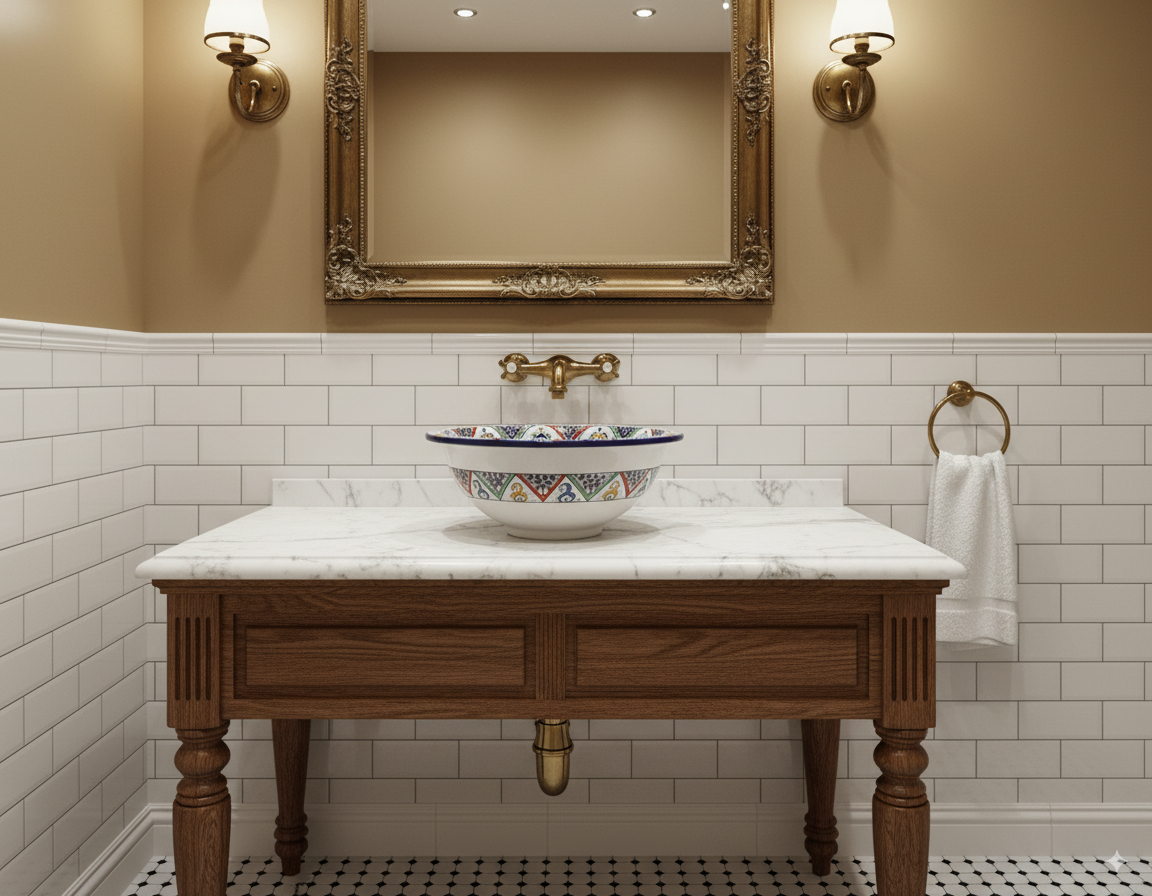 Moroccan Sink Washbasin Wash Basin Ceramic Handmade Multicolour Free Waste SW51