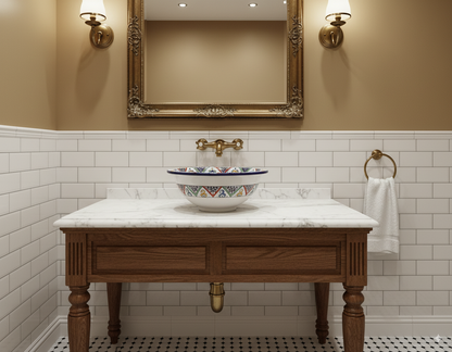 Moroccan Sink Washbasin Wash Basin Ceramic Handmade Multicolour Free Waste SW51