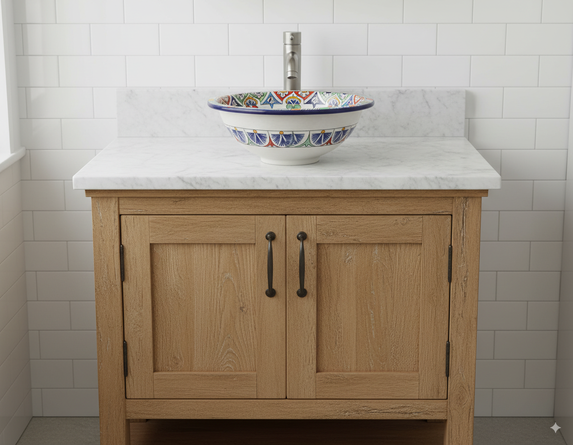 Moroccan Sink Washbasin Wash Basin Ceramic Handmade Multicolour Free Waste SW56