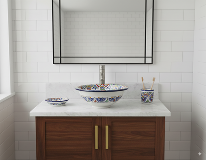 Moroccan Sink Washbasin Wash Basin Ceramic Handmade Multicolour Free Waste SW56