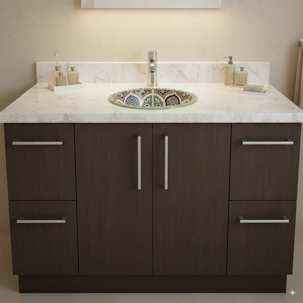 Moroccan Sink Washbasin Wash Basin Ceramic Handmade Multicolour Free Waste SW128