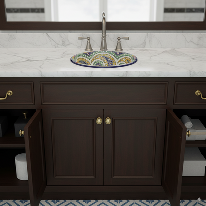 Moroccan Sink Washbasin Wash Basin Ceramic Handmade Multicolour Free Waste SW139