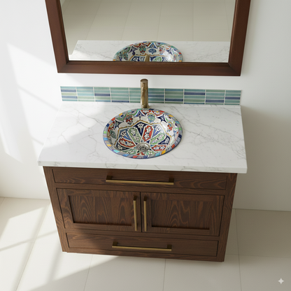 Moroccan Sink Washbasin Wash Basin Ceramic Handmade Multicolour Free Waste SW56