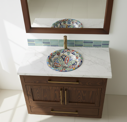 Moroccan Sink Washbasin Wash Basin Ceramic Handmade Multicolour Free Waste SW56