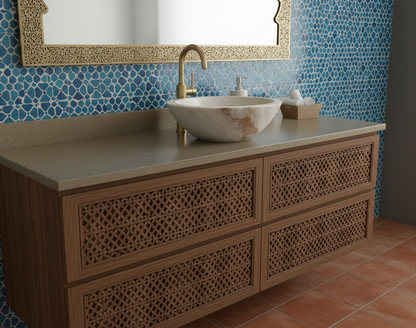 Moroccan Sink Washbasin Wash Basin Marble Stone Hand Carved Free Waste 31 cm (MS2)