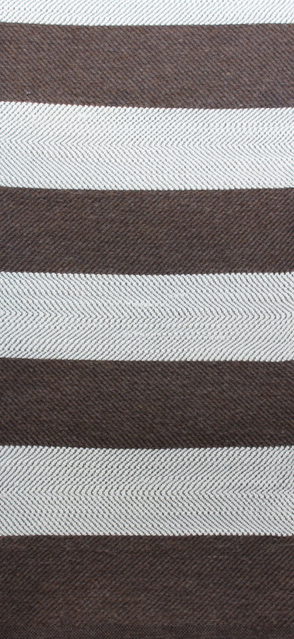 Moroccan Wool Blanket Throw Bed Runner Sofa Cover with Tassels Hand Loomed Stripy Taupe and White 263 x 152 cm / 103.5 x 60.2 inches