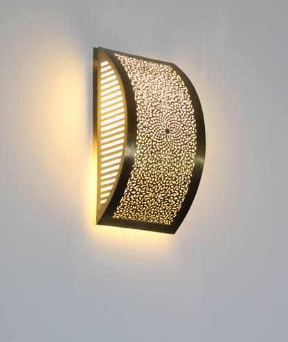 Moroccan Brass Wall Sconce Light Shade Handmade – Vintage Fes Fine Openwork Design (BS1)
