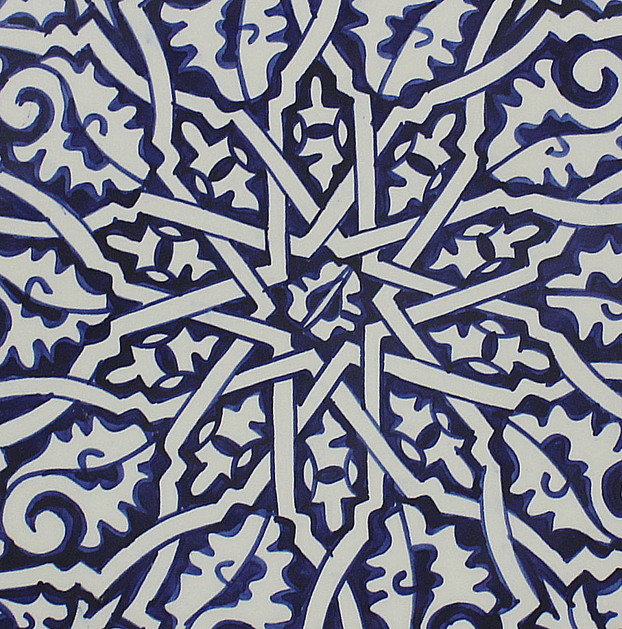 Large Moroccan Ceramic Plate / Serving Platter – Fes Blue and White – 35 cm (FP26)