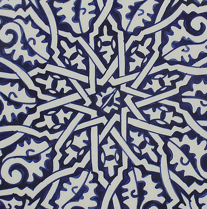 Large Moroccan Ceramic Plate / Serving Platter – Fes Blue and White – 35 cm (FP26)