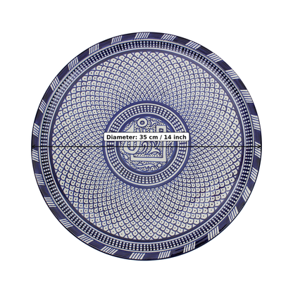 Large Moroccan Ceramic Plate / Serving Platter – Fes Blue and White – 35 cm