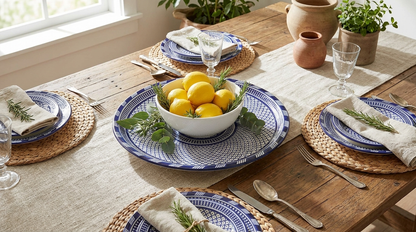 Large Moroccan Ceramic Plate / Serving Platter – Fes Blue and White – 35 cm
