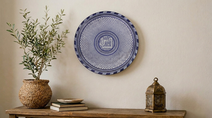Large Moroccan Ceramic Plate / Serving Platter – Fes Blue and White – 35 cm