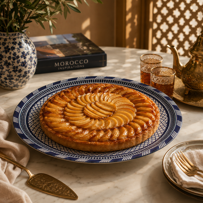 Large Moroccan Ceramic Plate / Serving Platter – Fes Blue and White – 35 cm