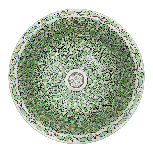 Moroccan Sink Washbasin Wash Basin Ceramic Handmade Green Free Waste (SW103)