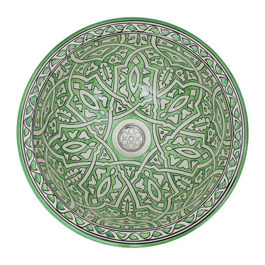 Moroccan Sink Washbasin Wash Basin Ceramic Handmade Green Free Waste (SW58)