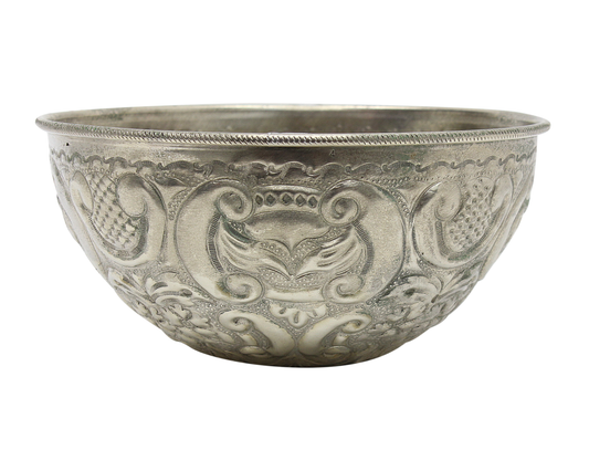 Moroccan Hammam Bowl Vintage made of Silver Maillechort Hand Engraved in Morocco Large 19.5 cm  7.7 inches (Ref HB101)