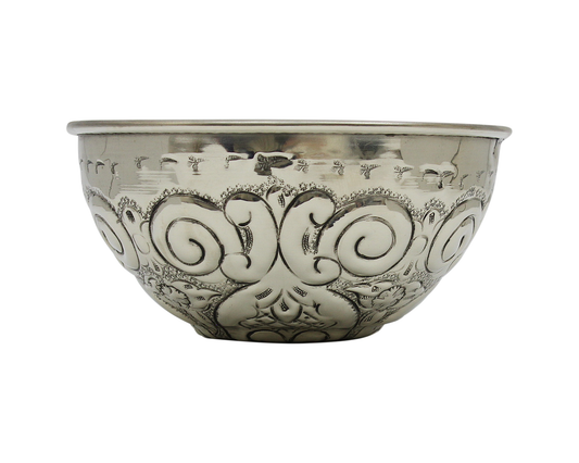 Moroccan Hammam Bowl Vintage Silver Maillechort Hand Engraved in Morocco Medium 14.5 cm  5.7 inches (Ref. HB111)