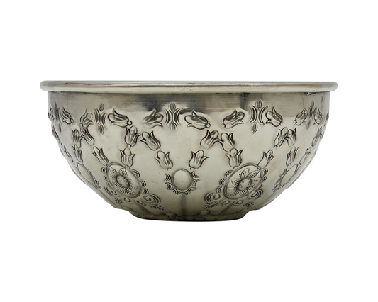Moroccan Hammam Bowl Vintage Silver Maillechort Hand Engraved in Morocco Medium 15cm 6inches (Ref. HB112)