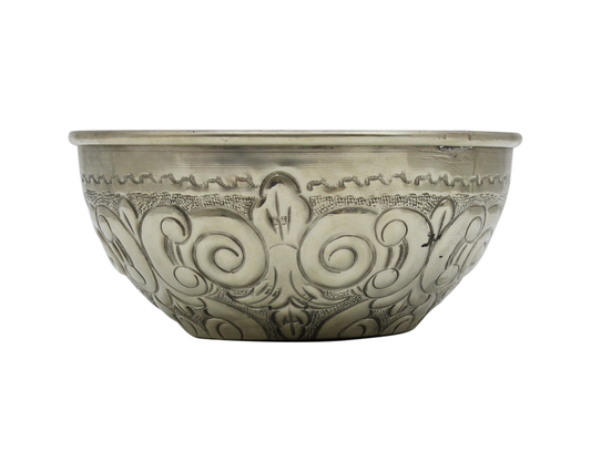 Moroccan Hammam Bowl Vintage Silver Maillechort Hand Engraved in Morocco Medium 14.5 cm  5.7 inches (Ref. HB113)