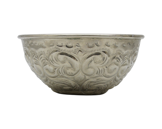 Moroccan Hammam Bowl Vintage Silver Maillechort Hand Engraved in Morocco Medium 14.5 cm  5.7 inches (Ref. HB115)