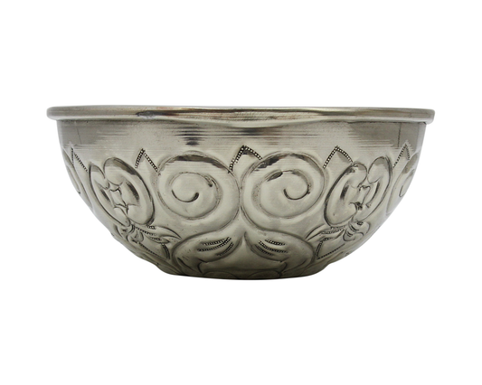 Moroccan Hammam Bowl Vintage Silver Maillechort Hand Engraved in Morocco Medium 14.5 cm  5.7 inches (Ref. HB116)