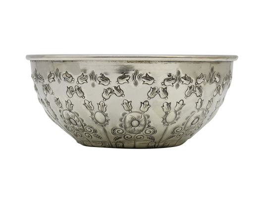 Moroccan Hammam Bowl Vintage made of Silver Maillechort Hand Engraved in Morocco Large 19.5 cm 7.7 inches (Ref. HB119)