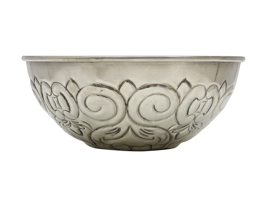 Moroccan Hammam Bowl Vintage made of Silver Maillechort Hand Engraved in Morocco Large 19.5 cm 7.7 inches (Ref. HB120)