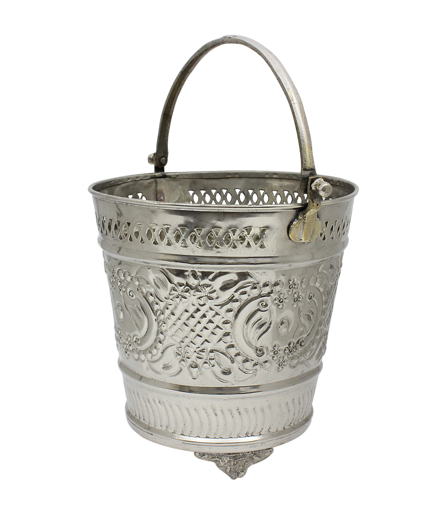 Moroccan  Hammam Bucket Vintage Silver Maillechort Handmade Hand Engraved in Morocco Height 22.5 cm 8.8 inches (Ref. HMB33)