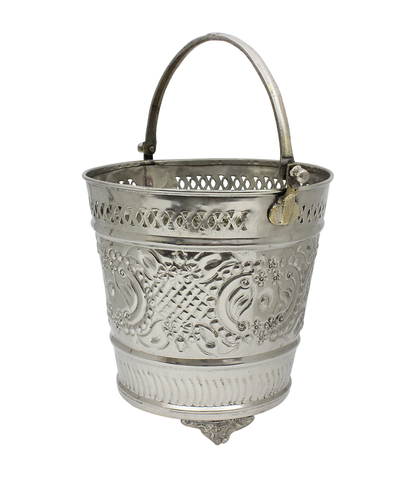 Moroccan  Hammam Bucket Vintage Silver Maillechort Handmade Hand Engraved in Morocco Height 22.5 cm 8.8 inches (Ref. HMB33)