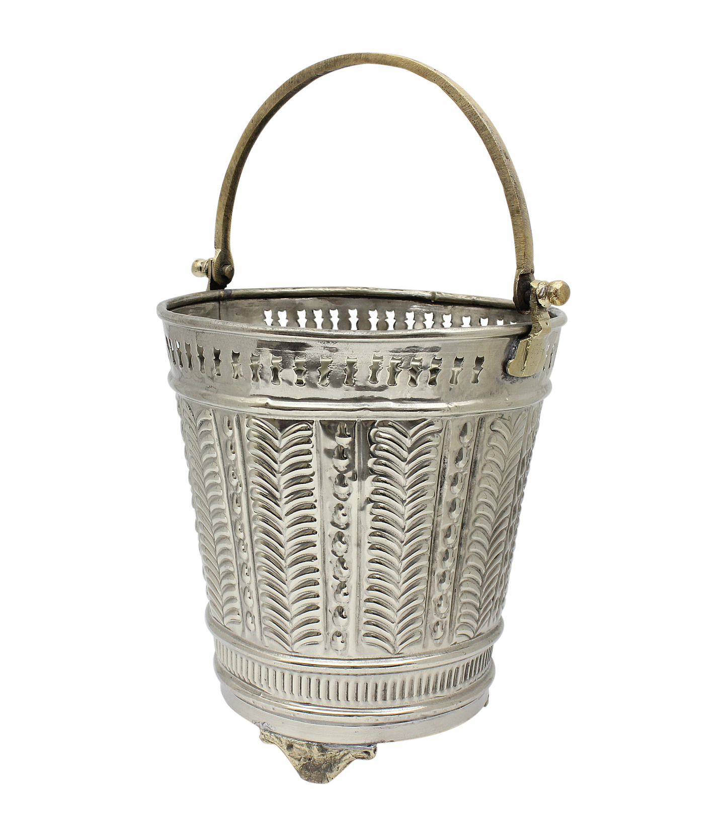 Moroccan  Hammam Bucket Vintage Silver Maillechort Handmade Hand Engraved in Morocco Height 23 cm (Ref HMB35)