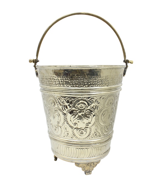 Moroccan  Hammam Bucket Vintage Silver Maillechort Large Handmade Hand Engraved Morocco Height 31 cm 12.2 inches (Ref. HMB39)