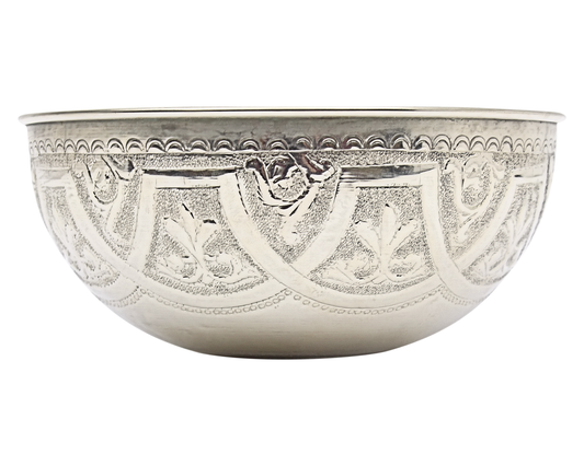Moroccan Hammam Bowl Silver Maillechort Vintage Engraved Design 15.5 cm 6.1 in (HB105)