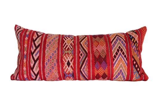 Moroccan Vintage Kilim Cushion Cover – Handmade Wool Boho Pillow (95x42cm) KC1
