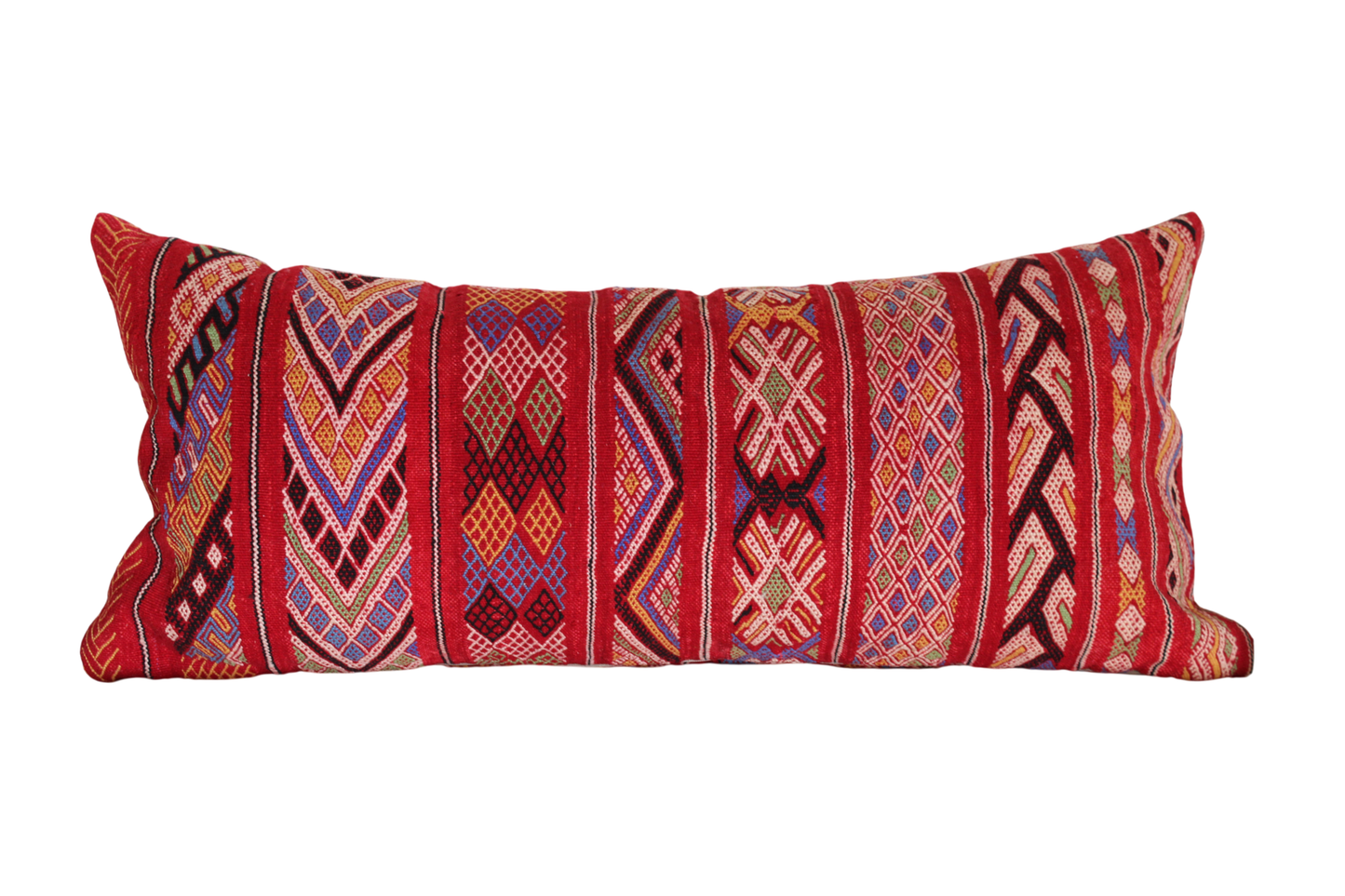 Moroccan Vintage Kilim Cushion Cover – Handmade Wool Boho Pillow (95x42cm) KC1
