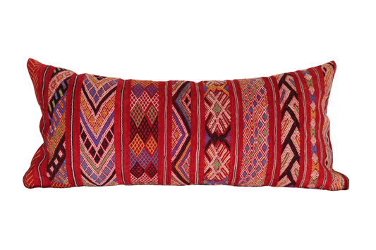 Moroccan Vintage Kilim Cushion Cover – Handmade Wool Boho Pillow (95x42cm) KC2